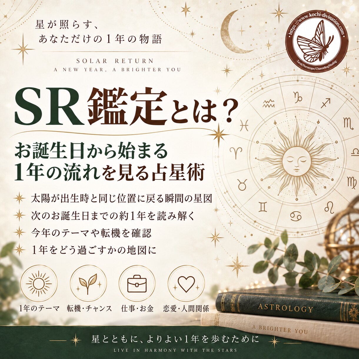 ソーラーリターン図で誕生日から1年を読み解きます テーマ・仕事・恋愛・転機を「1年の星図」から読み解きます イメージ2
