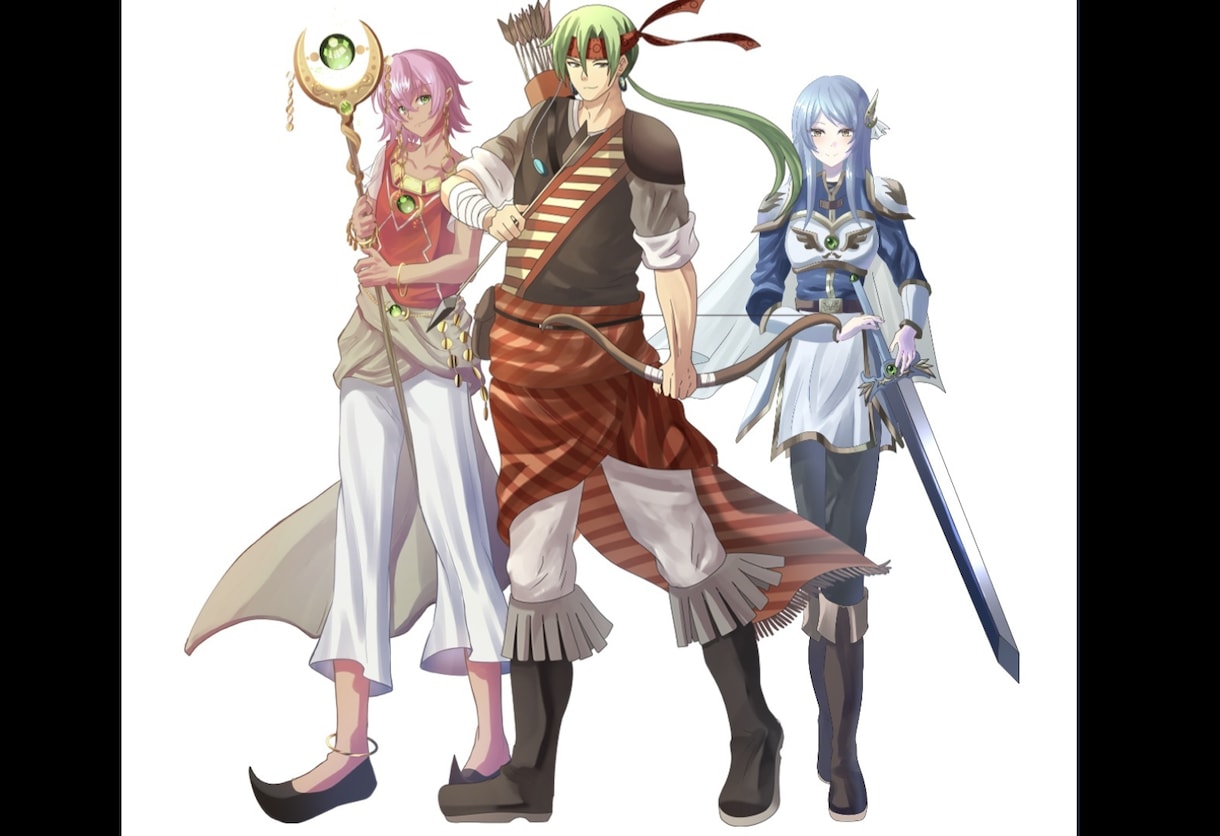 ゲーム・TRPG用の全身立ち絵を制作します ファンタジー衣装・キャラクターデザインもお任せください！ イメージ3