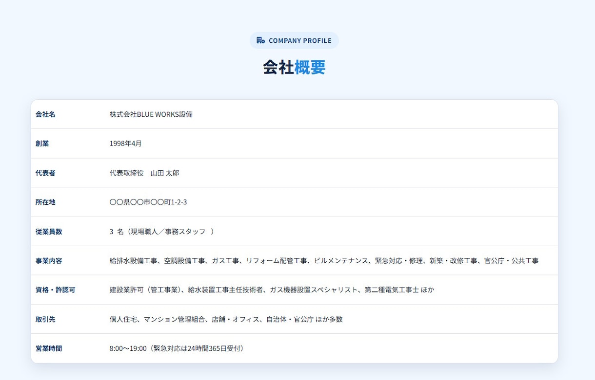 町の設備屋さん専用のホームページ制作します デザインお任せ!信頼・お問い合わせUP!に活用ください! イメージ7