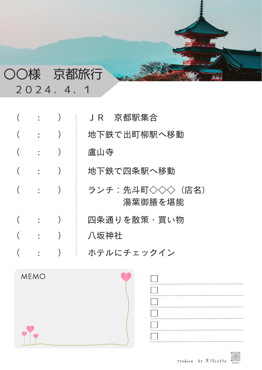 あなただけの京都観光・旅行プランを作成します 京都在住者がプラン作成、PDFで納品します。 イメージ3