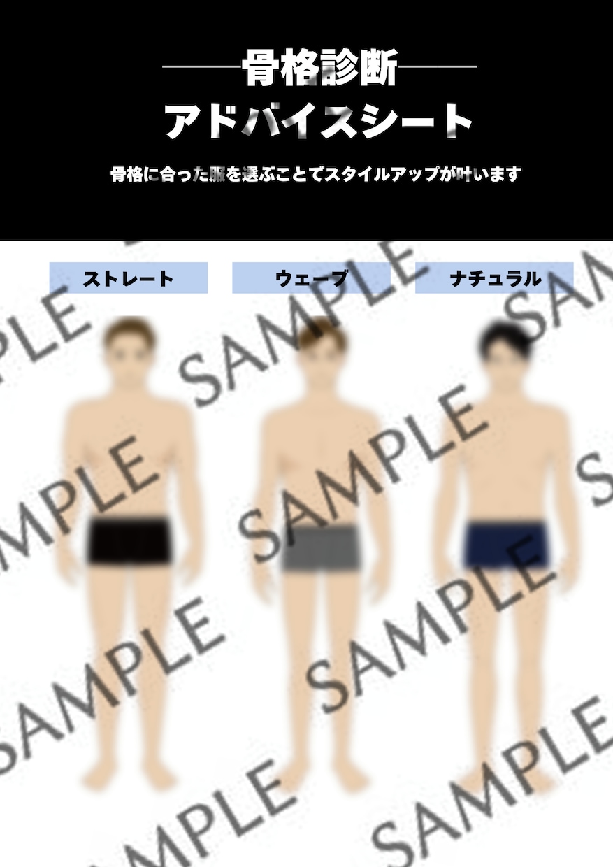 男性用骨格診断資料を販売します 男性に特化！骨格診断で使える資料一式をセットで！ イメージ1