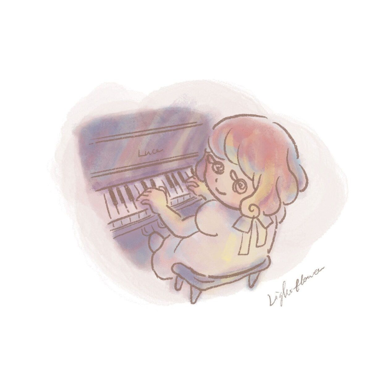 お花のようにやさしい雰囲気の女の子描きます 花や空の色を取り入れた色合いがこだわりです。 イメージ5