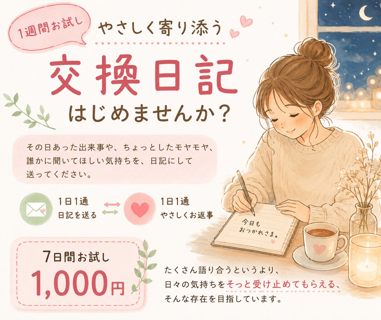 交換日記はじめませんか【1週間お試し】出来ます あなたと私だけの大切な交換日記 イメージ2