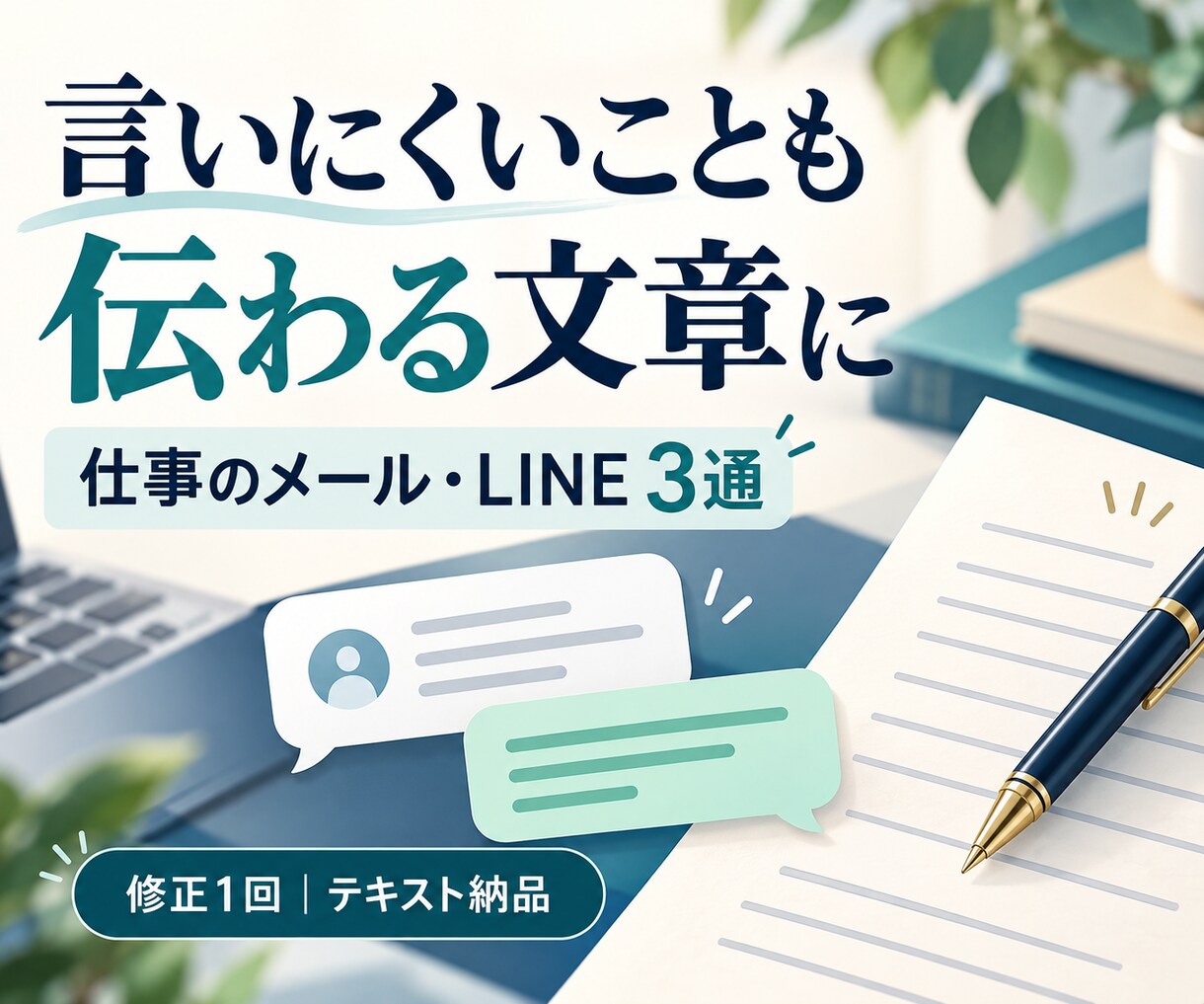 仕事のメールやLINE文章を3通整えます 依頼・お断り・日程変更を丁寧版と簡潔版に イメージ1
