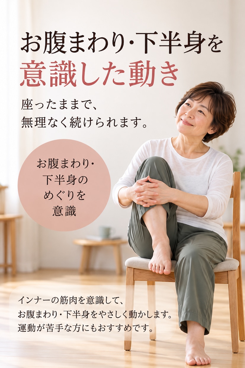 ５０代〜６０代女性向けの椅子ヨガをします 体をほぐして、心も軽く。自分のための３０分 イメージ3