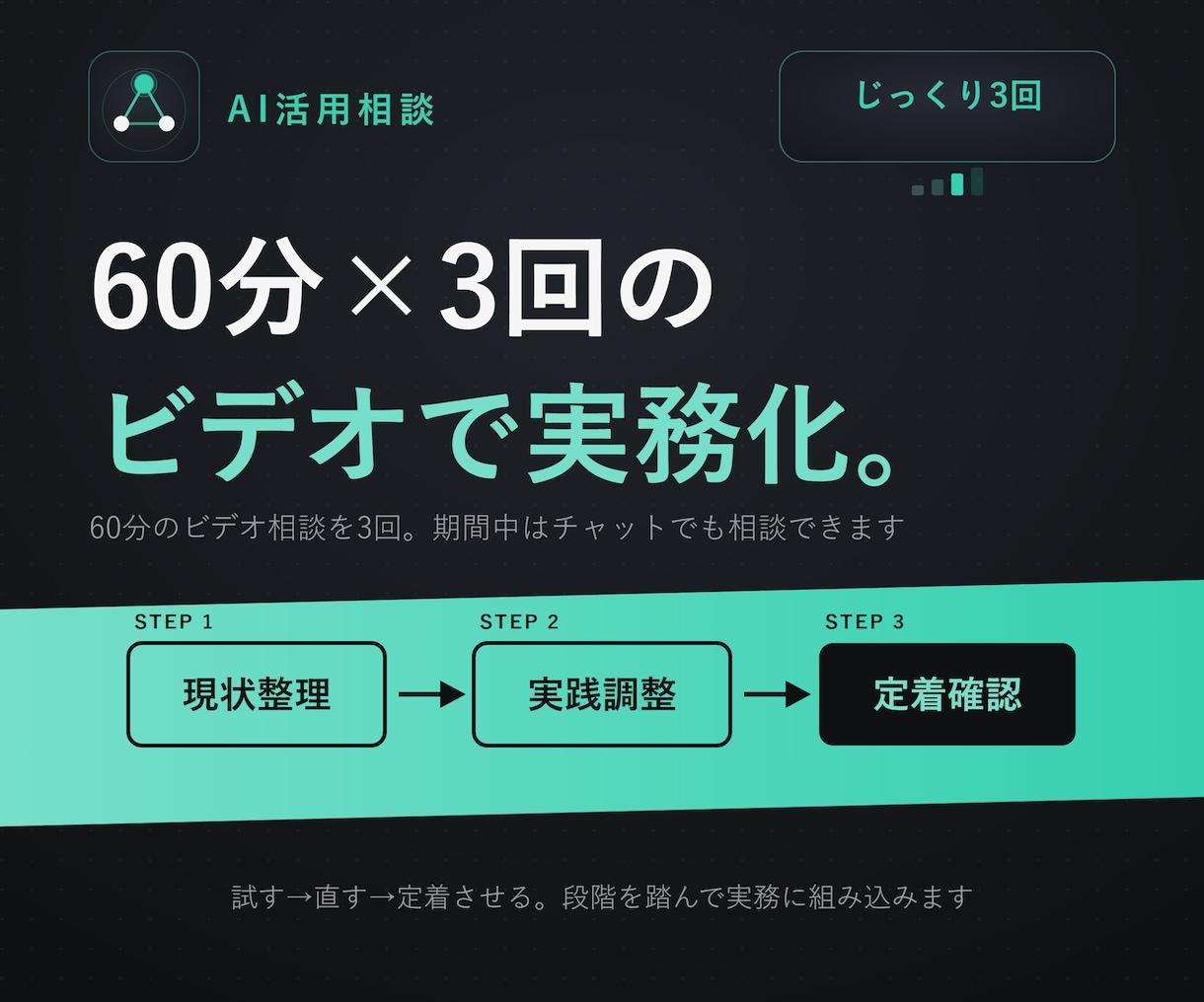 ChatGPT・Claudeを3回で実務化します 1回で終わらせない3回セットの相談 イメージ1