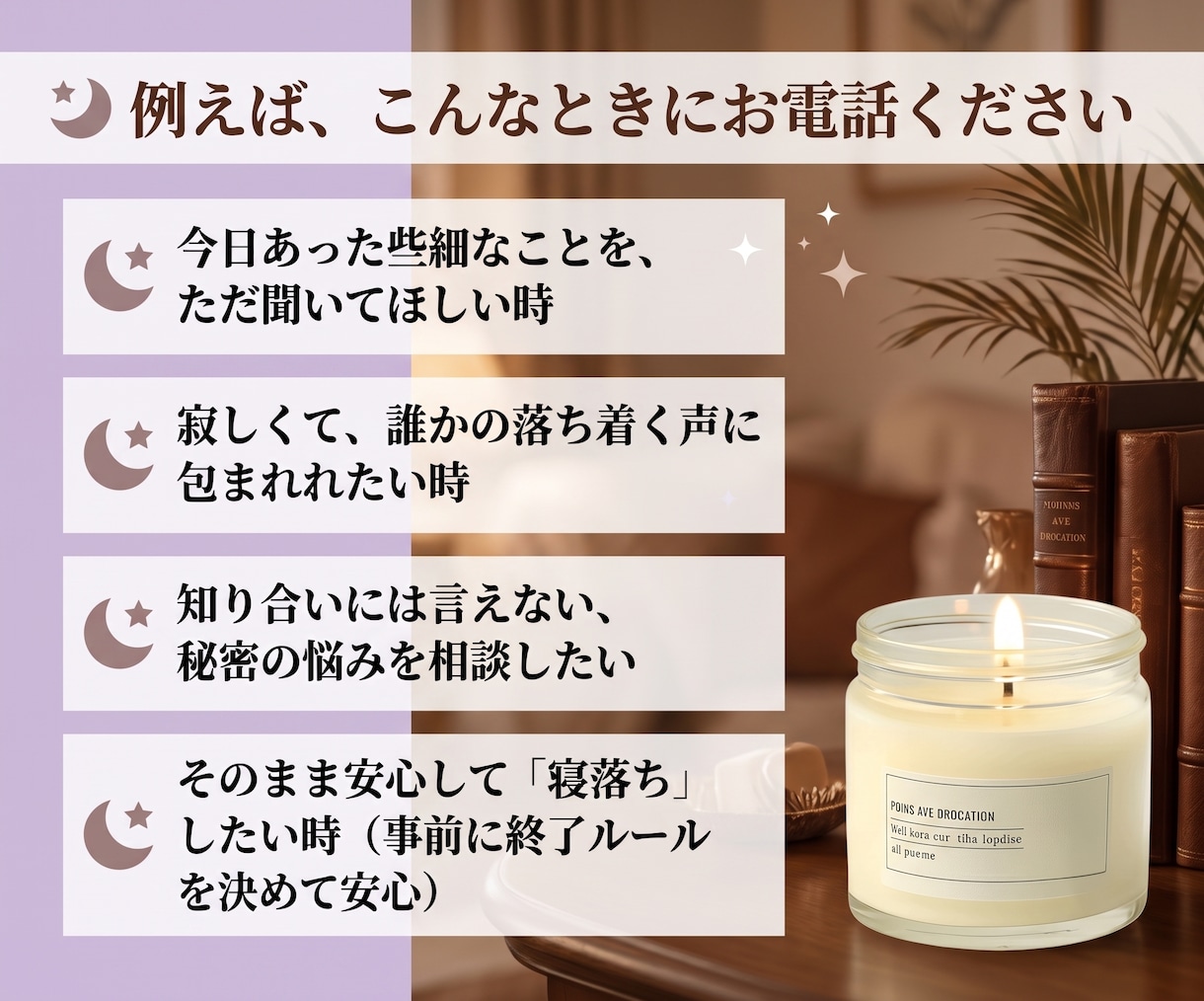 女性専用サロンの元セラピストが優しくお話相手します 歴3年半のベテランが落ち着いた声であなたの心を包み込みます イメージ3
