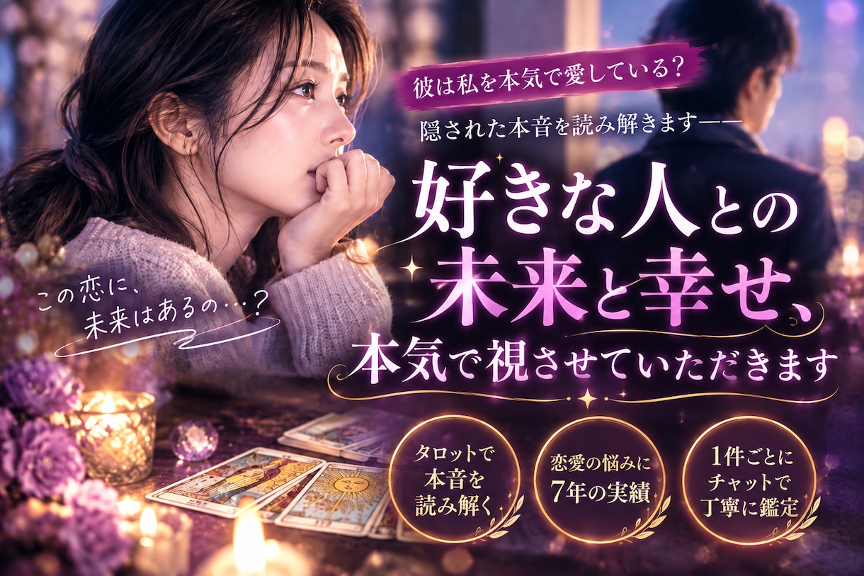 苦しい恋、相手の本音と未来を視させていただきます 彼は私を本気で愛している？彼の本音を読み解きます。 イメージ1