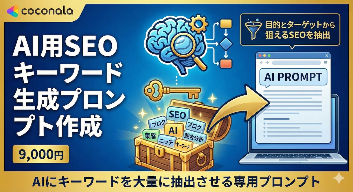 AI用SEOキーワード生成プロンプト作成します 目的とターゲットから狙えるSEOを抽出 イメージ1