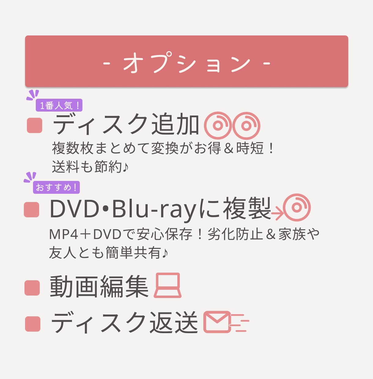 ココナラ最安値！スマホで観れるmp4に変換します DVDやBDからスマホに！お気に入りの映像をいつでも手元に。 イメージ6
