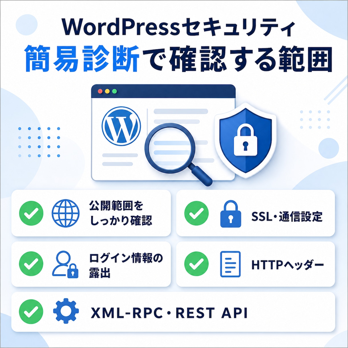 WordPressのセキュリティを診断します ログイン不要・URLだけで危険箇所を見える化 イメージ2