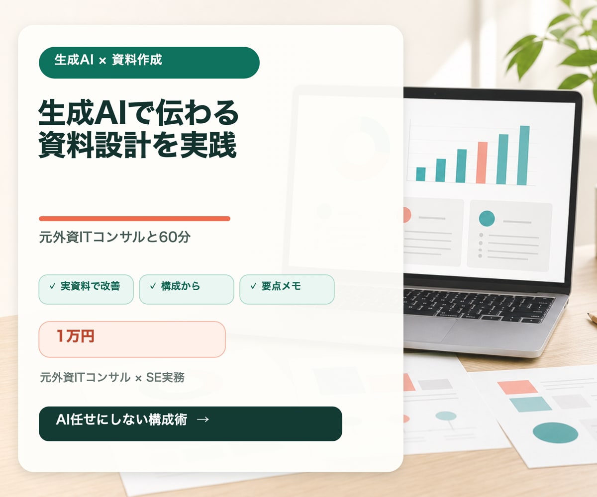 生成AIで伝わる資料作成を教えます 元外資ITコンサルの構成術を実際の資料で実践 イメージ1