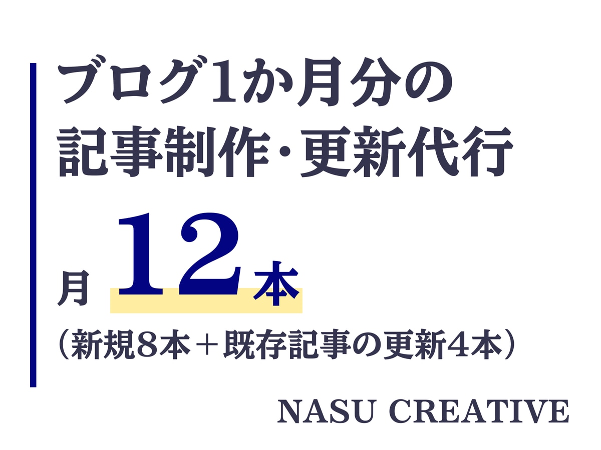 現役のプロライターがブログ1か月分を代行します 新規8本＋既存4本の更新。キーワード選定から入稿まで イメージ1
