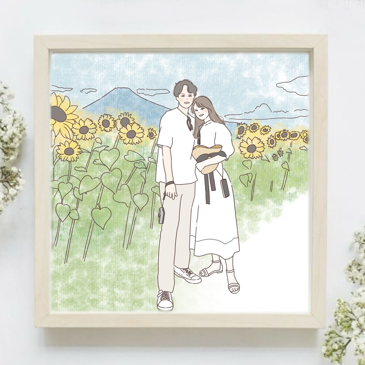 お写真をもとにシンプルでお洒落な似顔絵描きます 程よく美化♪インテリアやウエディングボード、プレゼントに最適 イメージ3