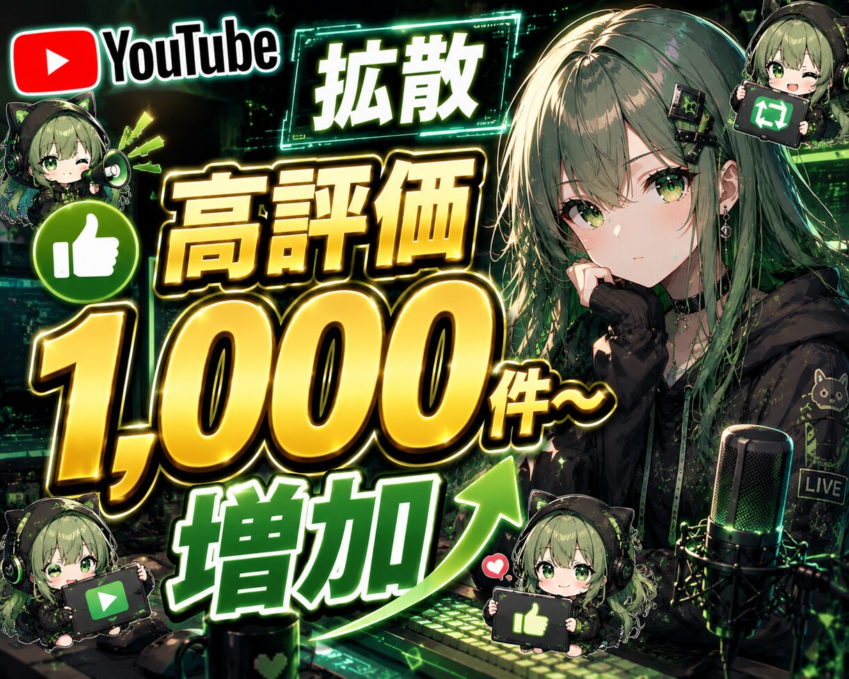YouTube 拡散 高評価1,000件増やします 振り分け対応/10万件まで対応可 イメージ1