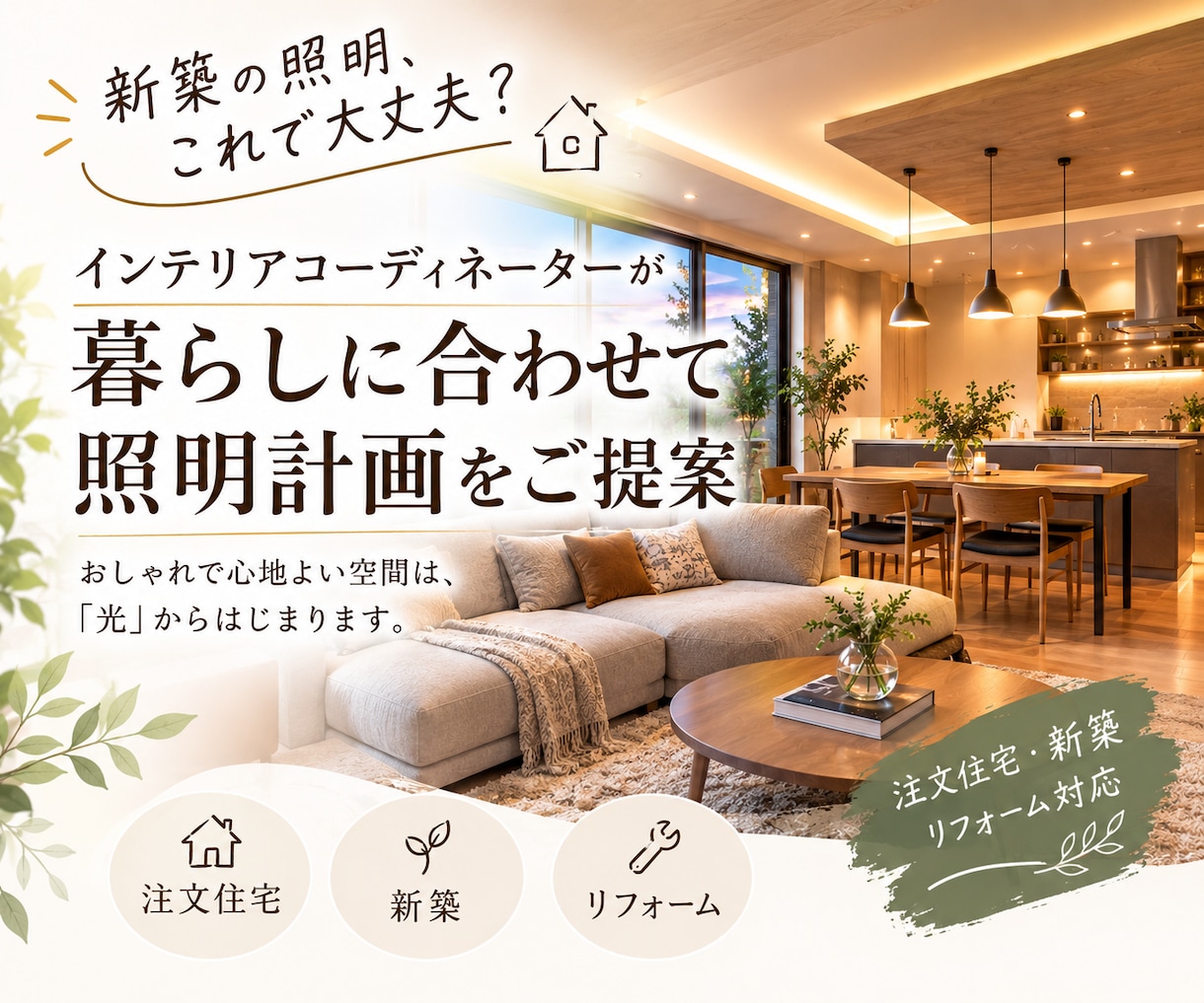 新築・注文住宅の照明計画をご提案します 「この照明プランで大丈夫？」をプロと一緒に解決 イメージ1
