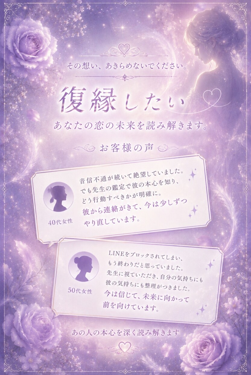 あの人の本音と復縁の可能性を霊視鑑定します 音信不通　既読無視の本音と復縁可能性の考えを霊視鑑定します イメージ3