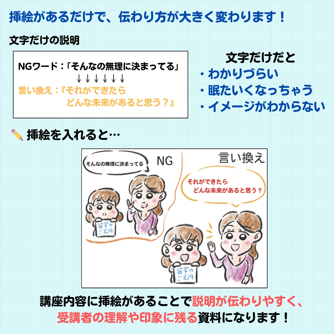 伝わる挿絵・図解イラストを制作します セミナー・講座資料に！やさしいイラストで「目に見える化」 イメージ2