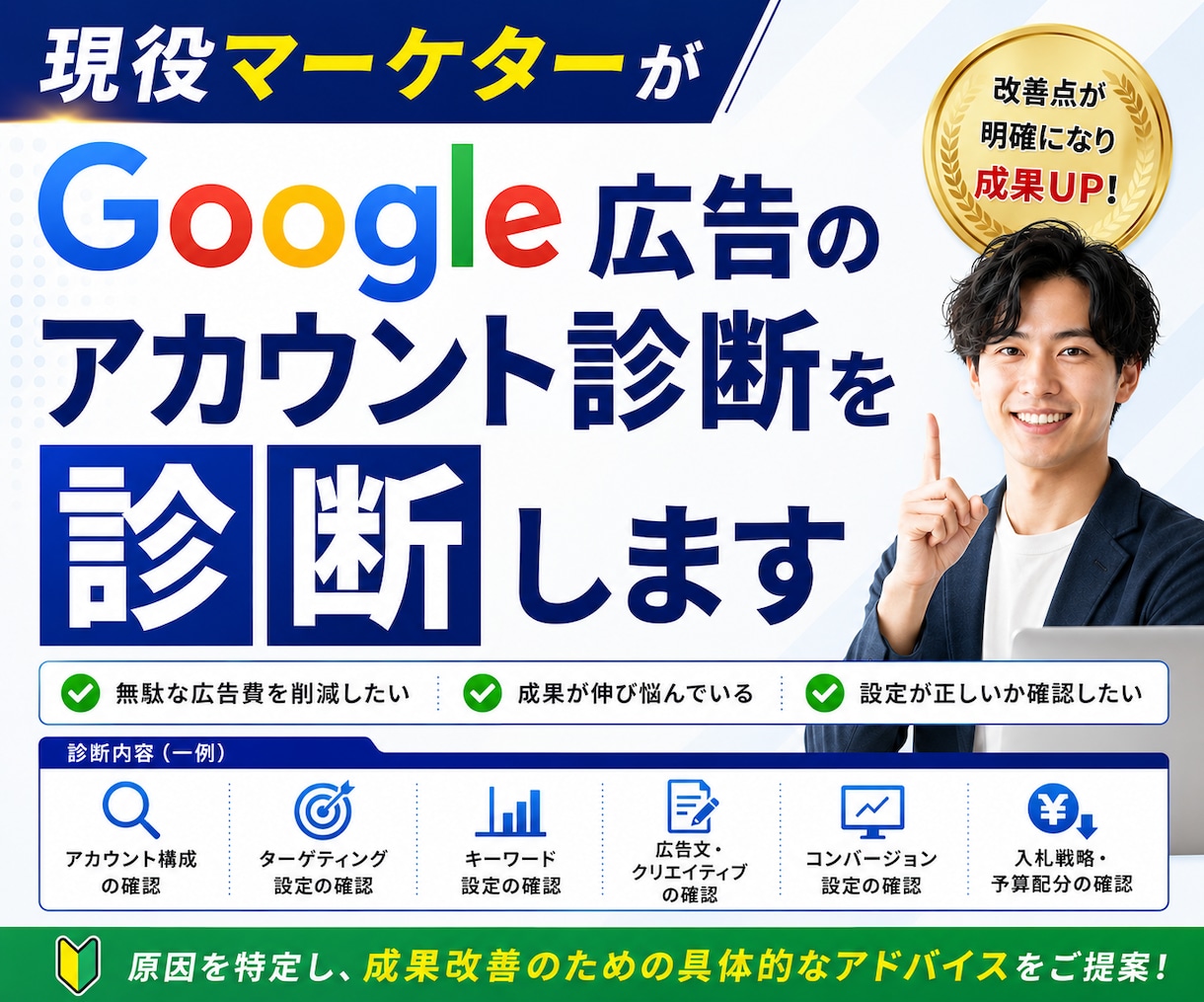 Google広告のアカウント診断をします 「成果が出ない」はアカウント構成が原因かも？徹底分析します イメージ1