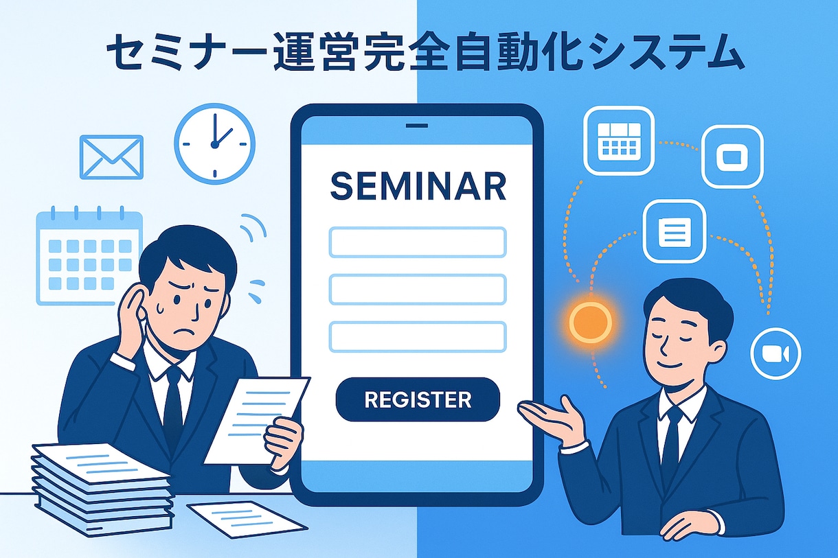 最短即日納品】セミナー申込〜管理を自動化します 手作業で困っている事務作業を自動化します イメージ1