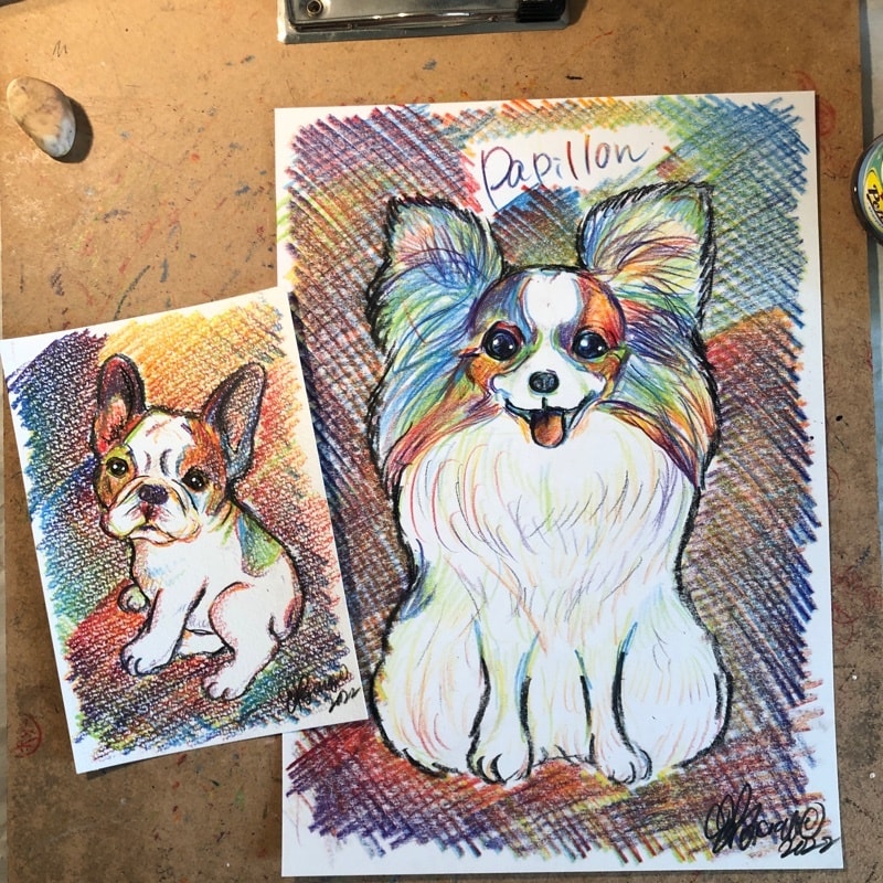 ペット似顔絵師★ハガキサイズ虹色似顔絵描きます あなたのペットを額付ハガキサイズレインボーアート作品にします イメージ8