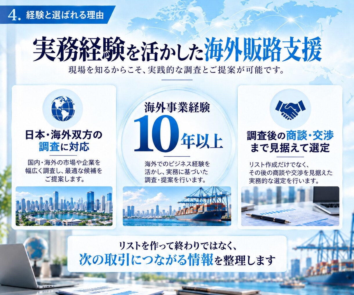 海外販路・営業先候補を開拓します 海外の代理店・販売先候補を実務目線で調査 イメージ4