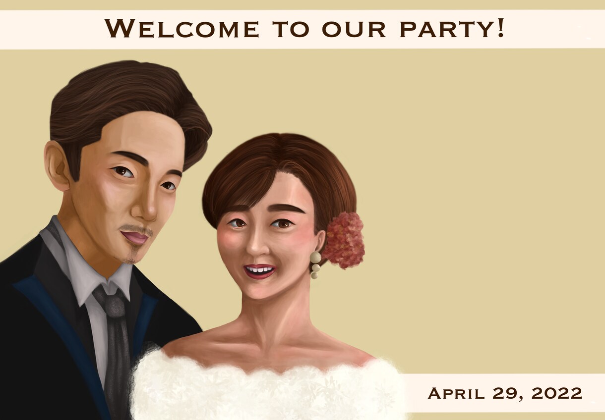 リアル×お洒落ウェディングイラスト作成ます 結婚式のウェルカムボードやプレゼントにぜひ！ イメージ3