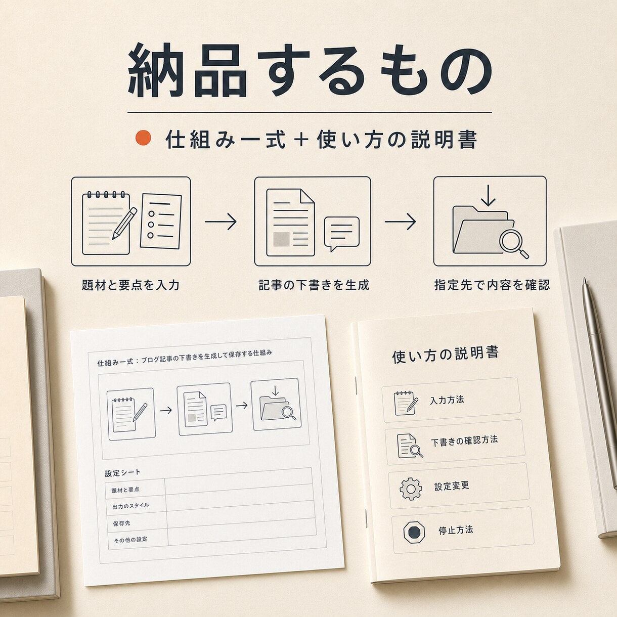 ブログ記事の下書き自動生成の仕組みを作ります 記事づくりの手間を減らし、確認できる下書きまで整えます イメージ2