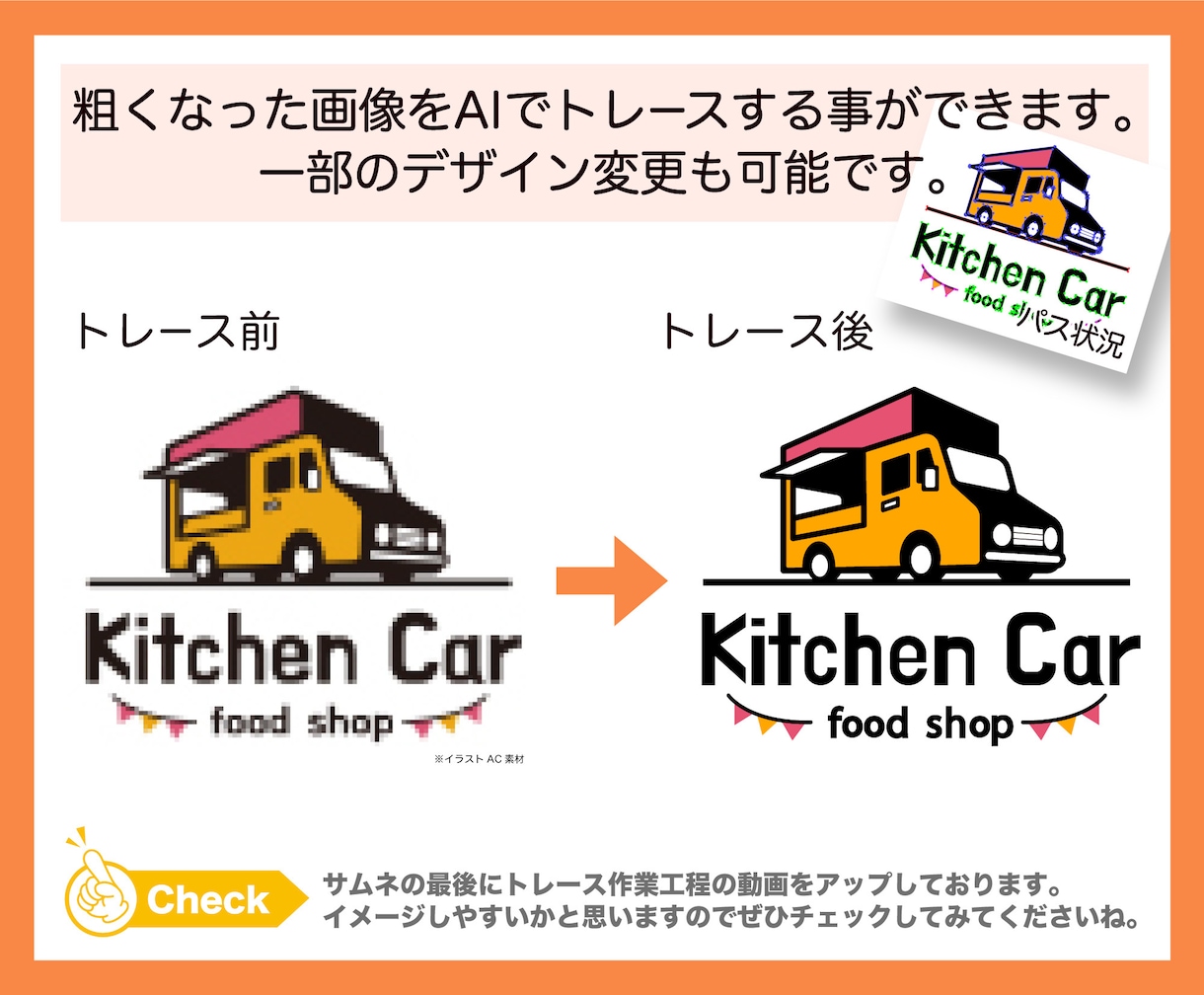 粗いロゴ画像や手書きイラストのaiデータ作成します 大量注文実績あり⭐︎高品質なアウトラインデータを作成します。 イメージ2