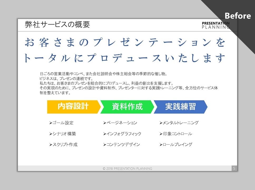プレゼン専門コンサルタントが伝わる資料をつくります 本気のプレゼンを控えている方へ、プロ品質のプレゼン資料を。 イメージ2