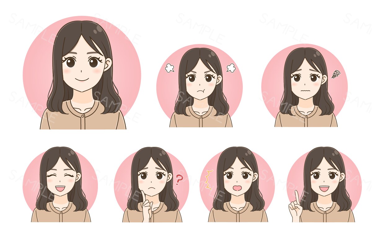 SNSを華やかに！表情アイコン15点セット描きます 主張しすぎない、ゆる〜くかわいい表情アイコンセットです♪ イメージ7