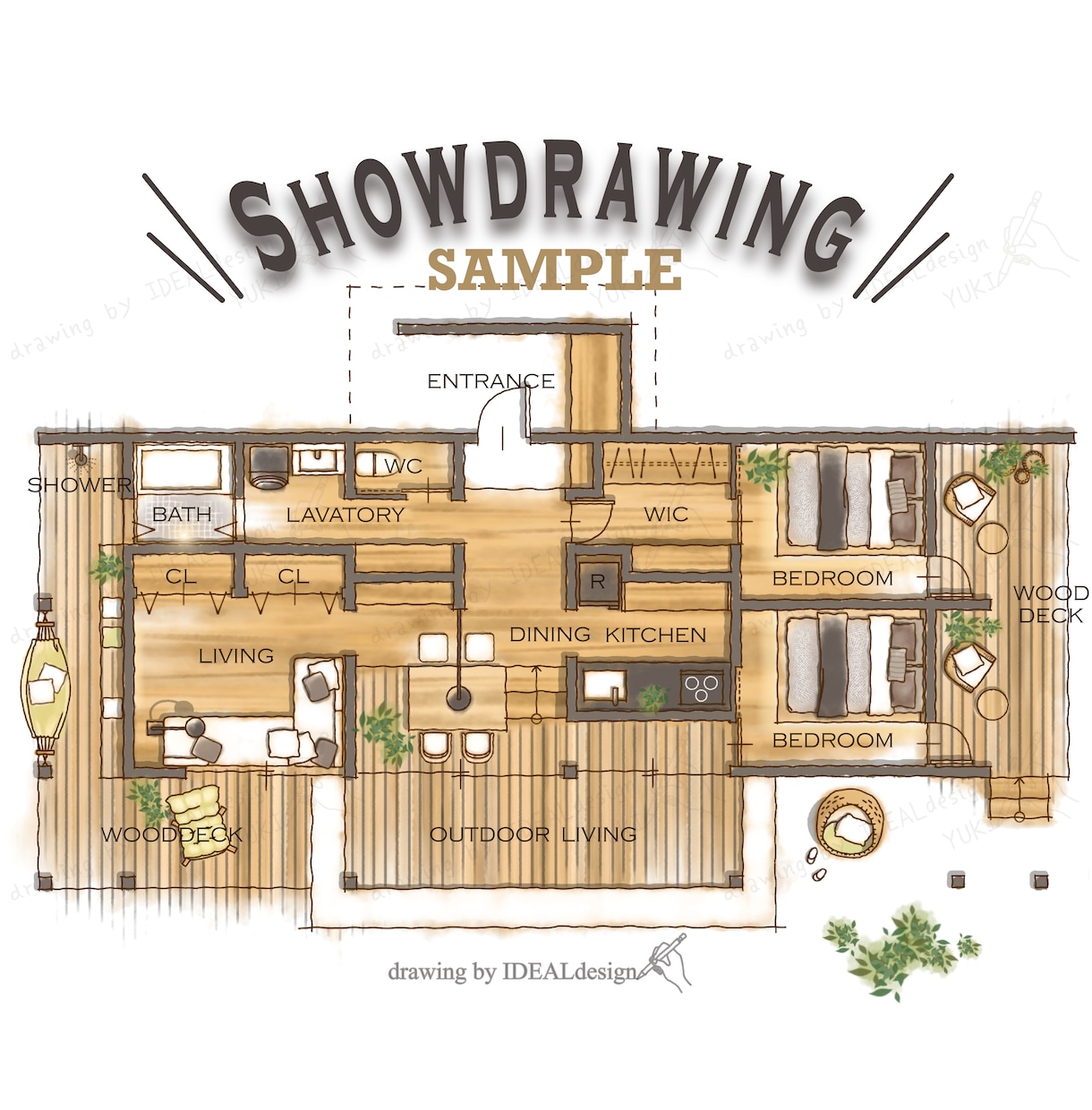 オシャレな手描き間取り図(戸建てVer.)承ります あなたのプランから魅力とオリジナリティを更に引き出します‼ イメージ1