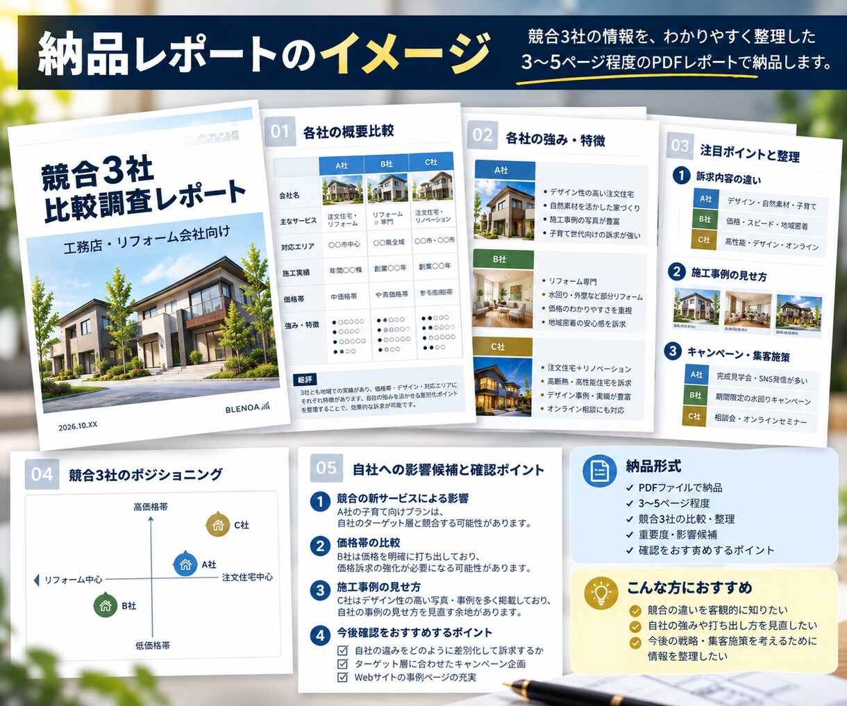 工務店・リフォームの競合3社を調査します 競合3社の違い・注目ポイントを比較しやすく整理 イメージ3