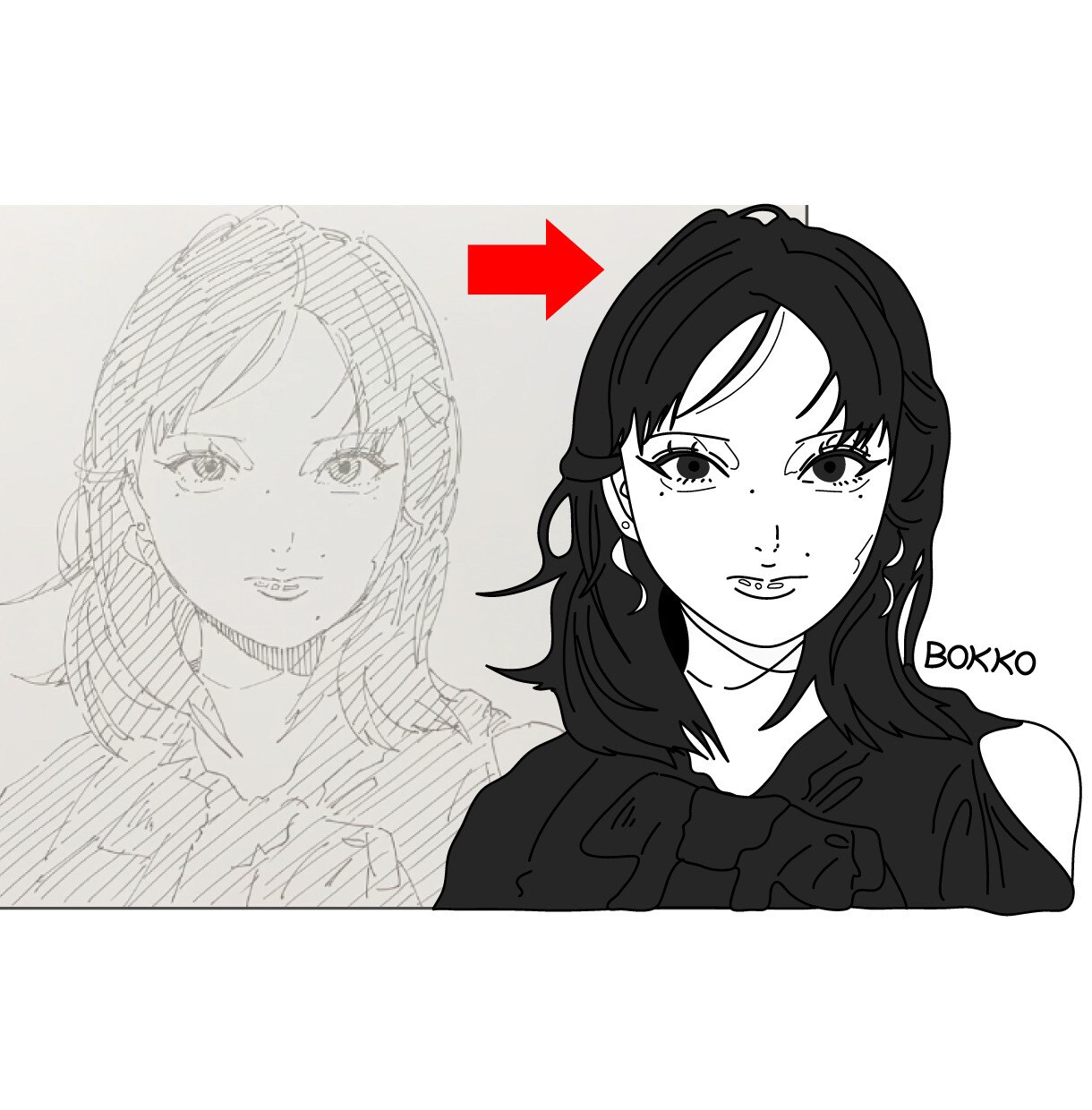 人物をアニメ風にイラスト化します 人物/白黒/シンプル/アニメ風/似顔絵 イメージ2