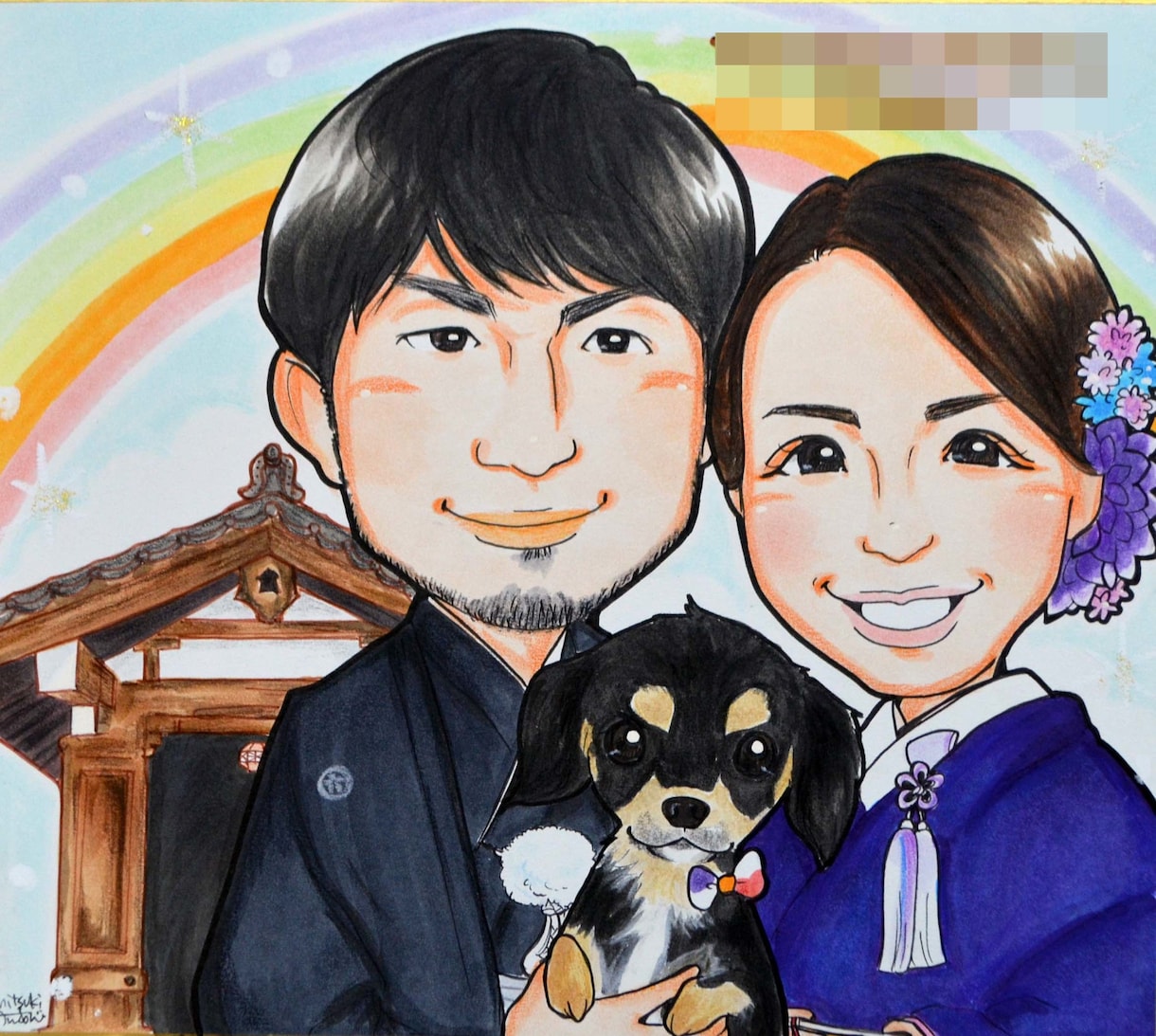 似顔絵★プロの似顔絵師が手描きで作成します 【送料無料】ウェルカムボードご結婚のプレゼントを探してる方へ イメージ7