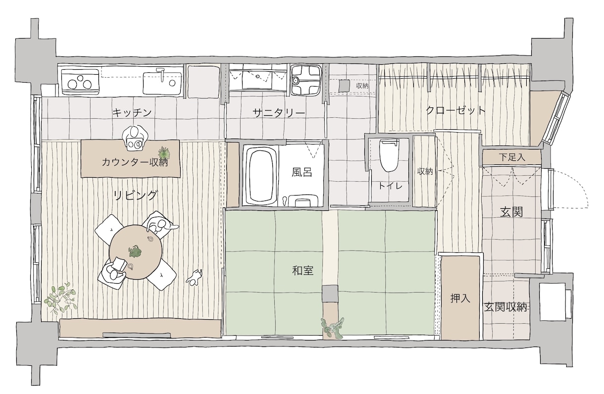 やさしい手描きタッチの間取り図を作成いたします 不動産広告・物件資料にぴったり！ イメージ2