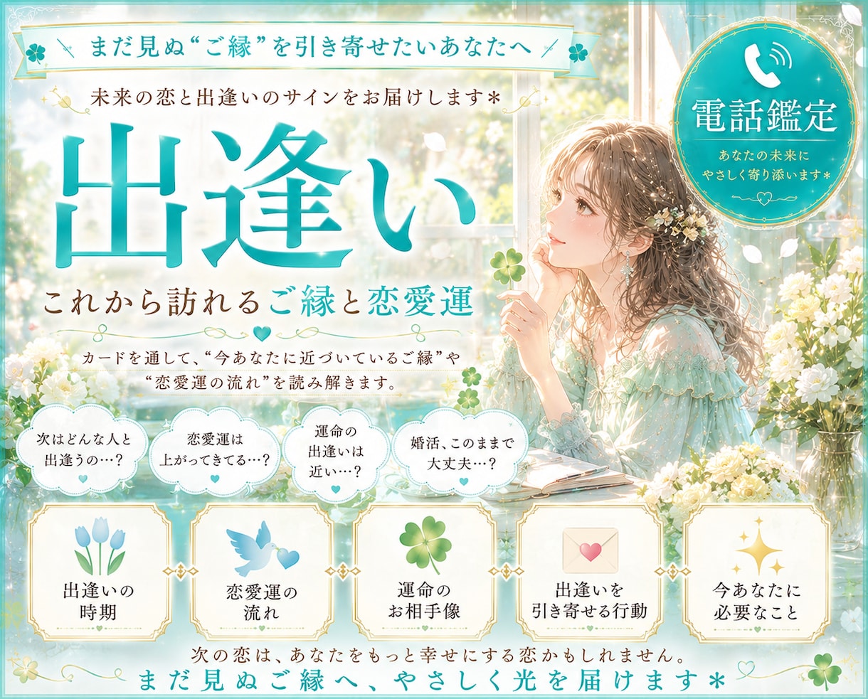 今後の出逢い♡について占います 今後のご縁♡恋愛運の流れ"を鑑定⟡ イメージ1
