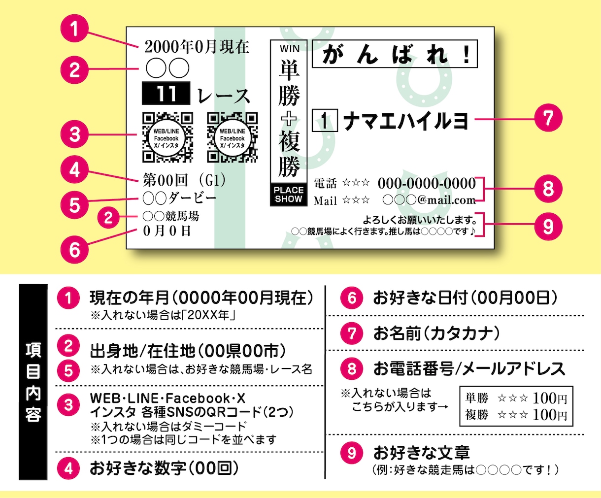 馬券型の名刺（100枚印刷納品）作ります 競馬話のネタに！推しウマ活動に！ イメージ3