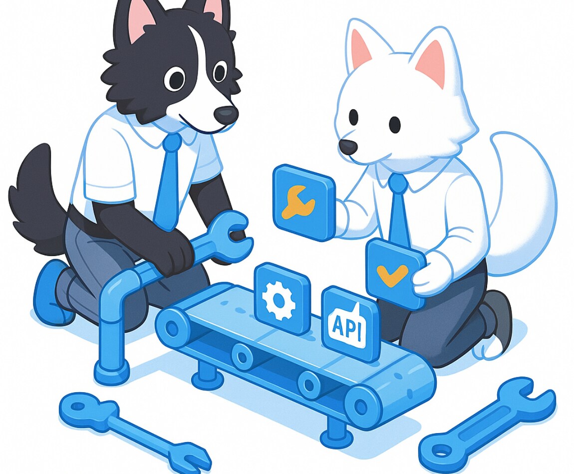 業務を自動化する簡易ツールを作ります 繰り返し作業をAPI連携と小さなツールでサクッと自動化します イメージ1