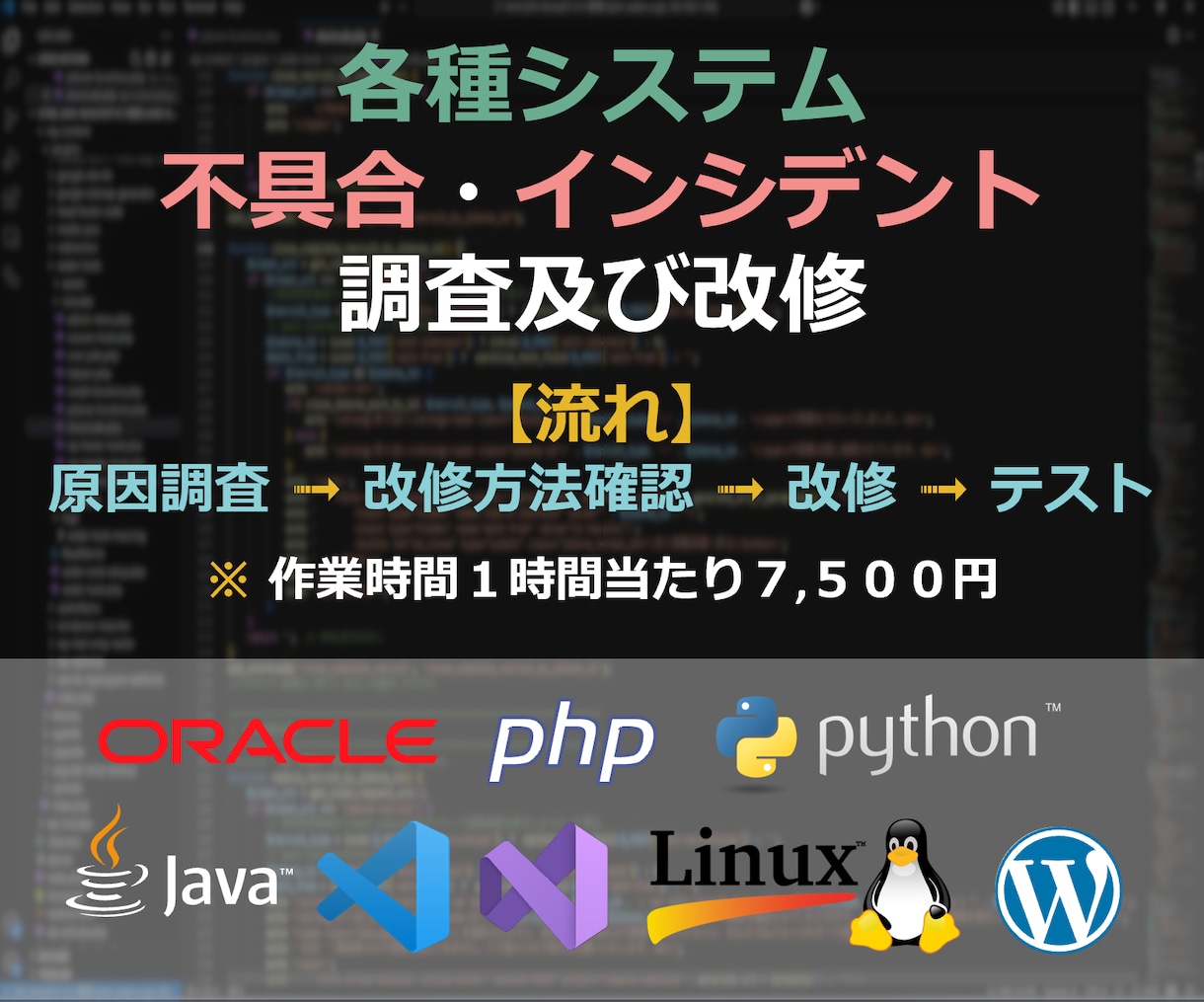 各種不具合・インシデント調査／改修を代行します 企業環境にて不具合調査・改修対応を行っている現役SEが対応 イメージ1