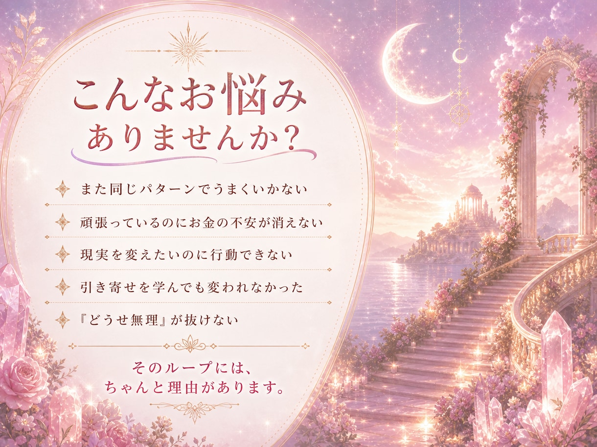 心のブレーキや思い込みを外し引き寄せ力を高めます 恋愛・お金・仕事・人間関係の悩みが解決し理想通りの未来へ!! イメージ2