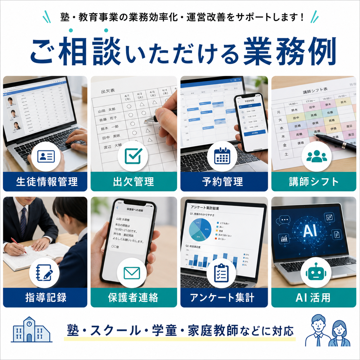 塾・スクール業務の改善方法を提案します 教育現場の経験をもとに無理のない効率化を設計 イメージ2