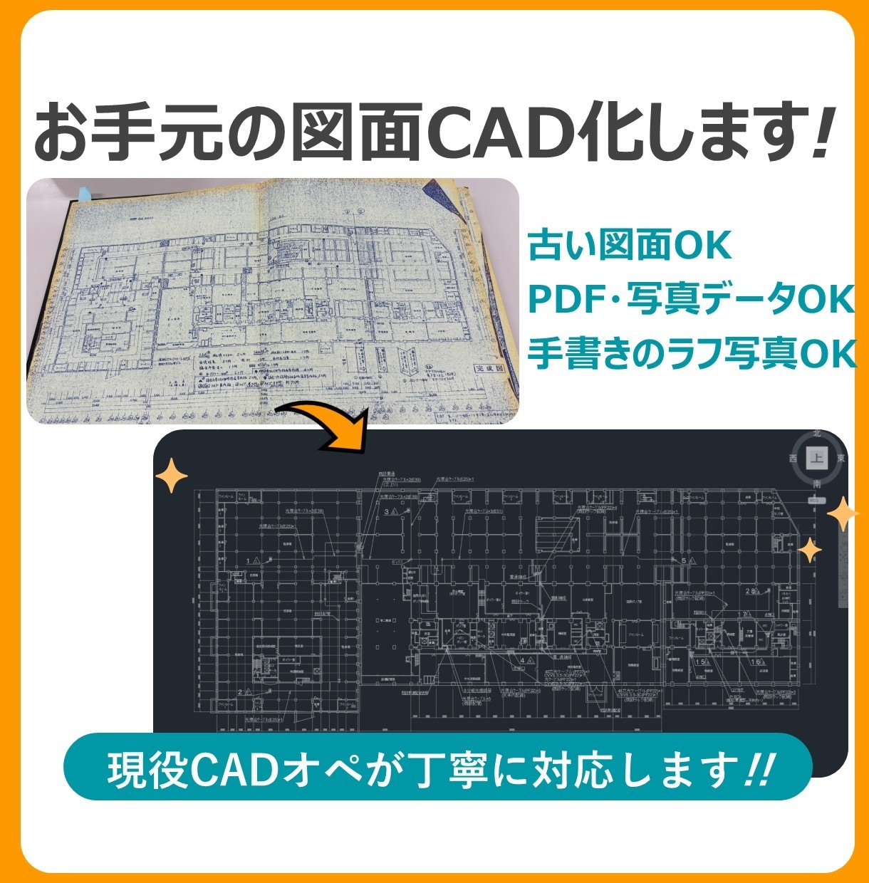 PDF・紙の図面・手書き画像をCAD化します 現役CADオペがAutoCADでトレース│1枚3,000円〜 イメージ1