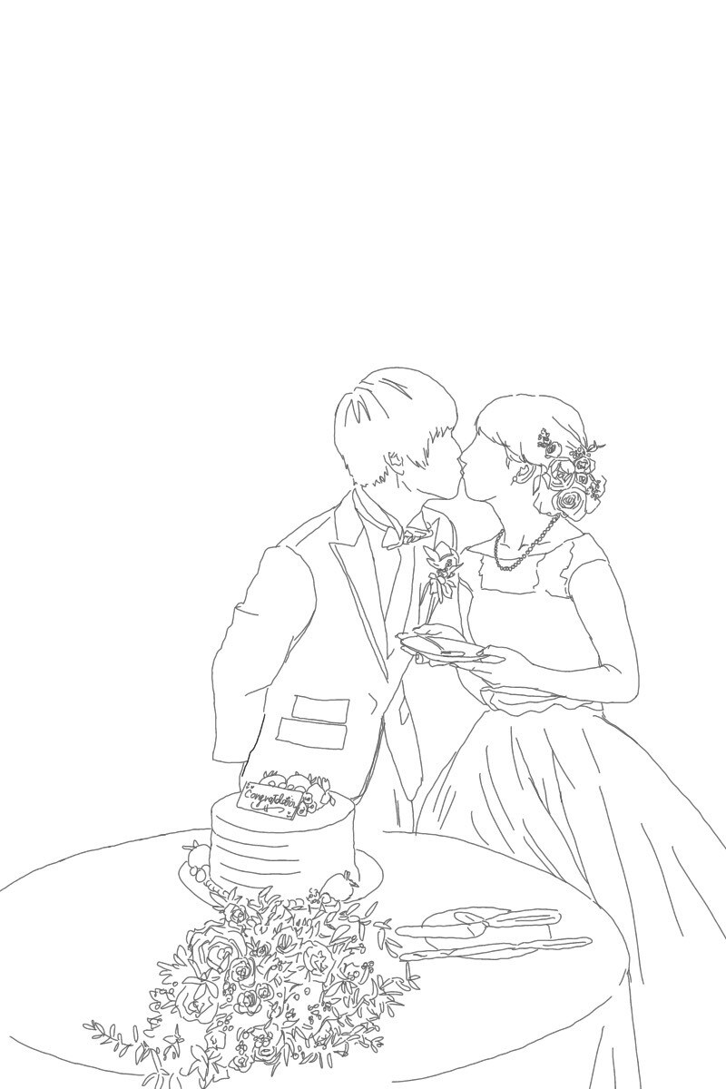 結婚式等思い出の写真をお洒落なイラストにします 素敵な思い出を絵にしてみるのはいかがでしょうか イメージ1