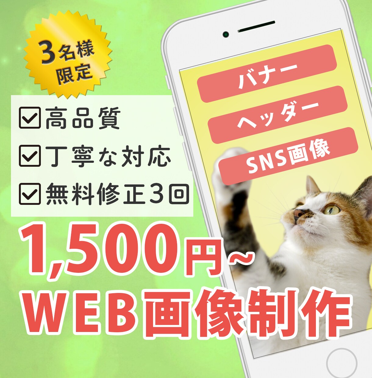3名限定価格！バナーを制作します 丁寧なコミュニケーションで、心を込めたWEB画像を作ります イメージ1