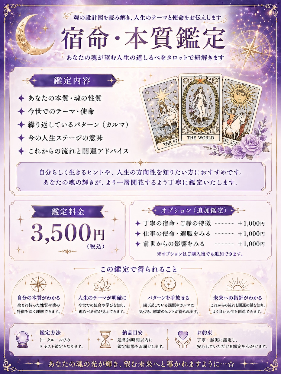 宿命・本質を読み解く深層鑑定します なぜこの人生なのか、その理由と意味をお伝えします イメージ1