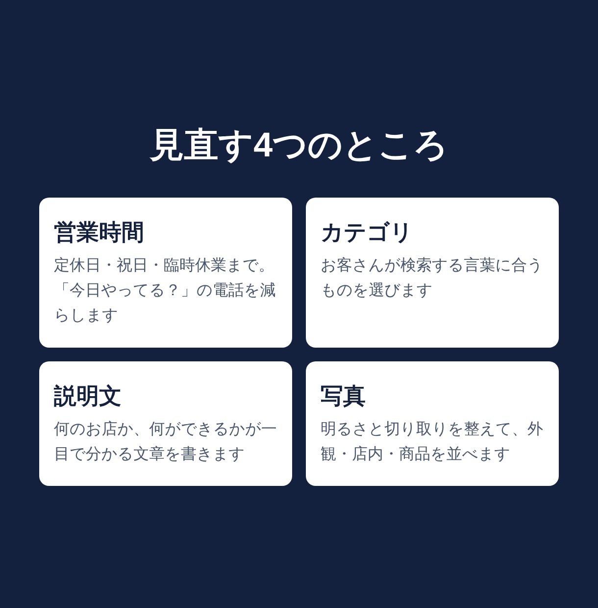 Googleマップのお店情報を説明文込みで整えます 営業時間・カテゴリ・説明文・写真を見直し｜追加料金なし イメージ2