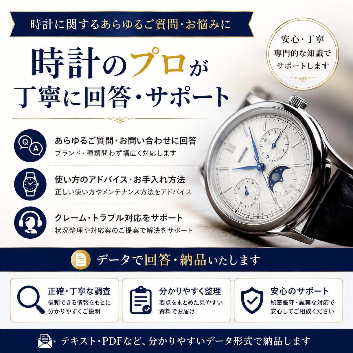 腕時計に関するお問い合わせに回答します ご使用方法から不具合対応まで、オールジャンルお任せください イメージ1