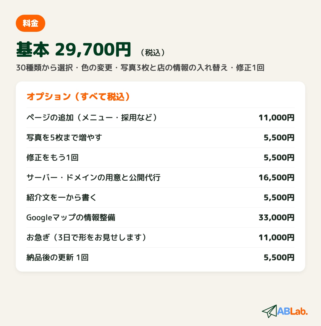 お店のホームページをスマホ1ページで作ります 30種類から選ぶだけ。写真と文字を入れ替えて完成 イメージ4