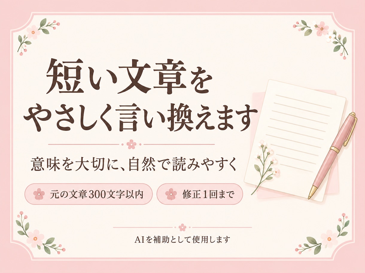 短い文章をやさしく丁寧に言い換えます 意味を大切に、読みやすく自然な表現へ イメージ1